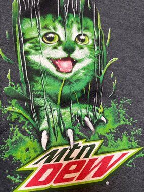 Mountain Dew Graphic T-Shirt Green Cat Claw Design Heather Gray Size XL